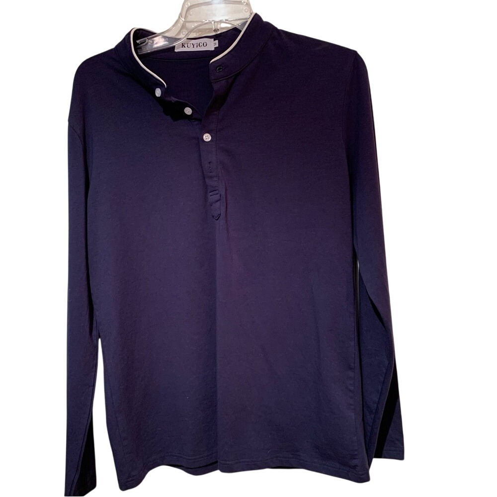KUYIGO. Men's Casual long sleeved Navy shirt. Size M.